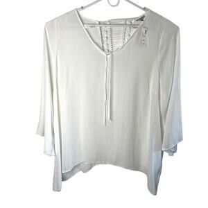 Avenue Blouse White 26/28 Long Sleeve Lace New